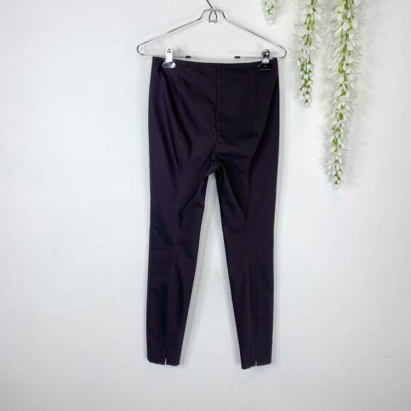 ST. JOHN faux leather pants skinny leg flat front chocolate brown mid rise 3006 - Picture 8 of 14